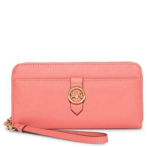 Anne Klein Women's Round AK Zip Around Wallet, Posie Pink, One Size - Picture 1 of 1
